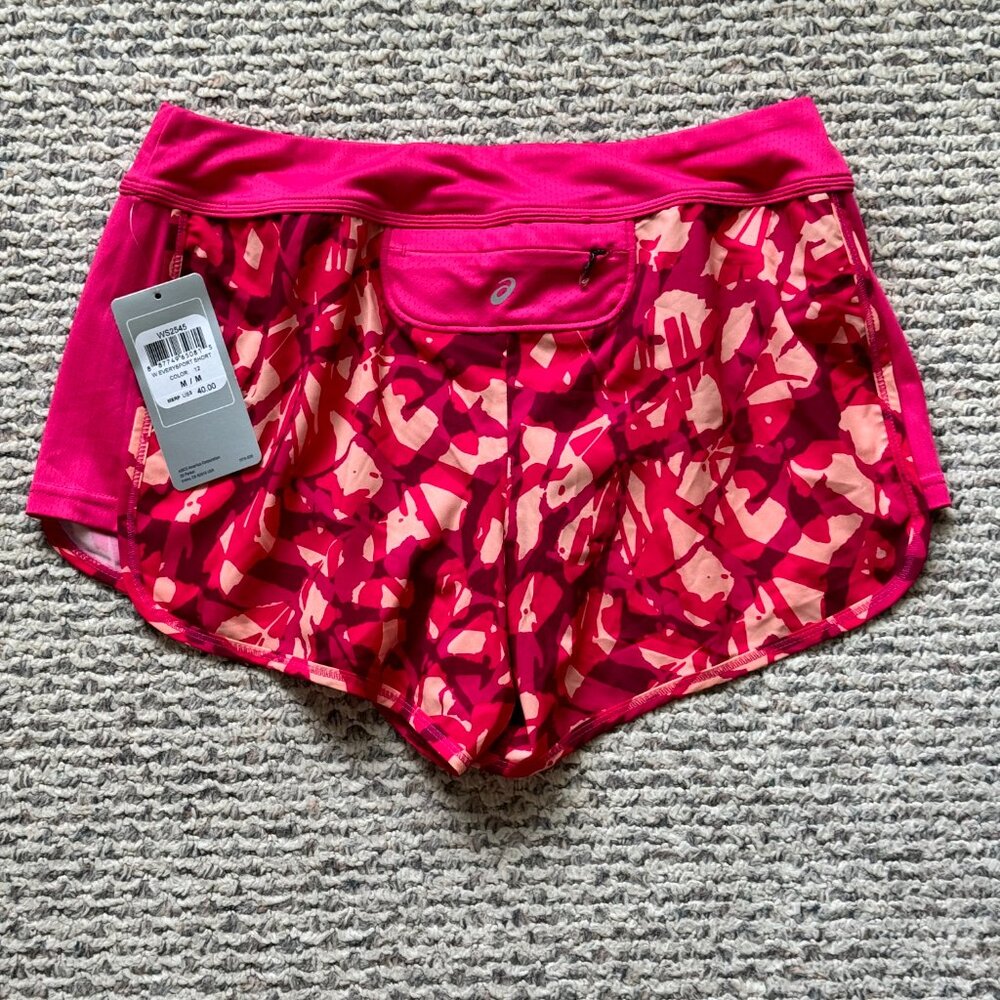 Asics Women's Everysport Short Medium NWT $40 Pink Peach Geometric Print - Picture 3 of 5